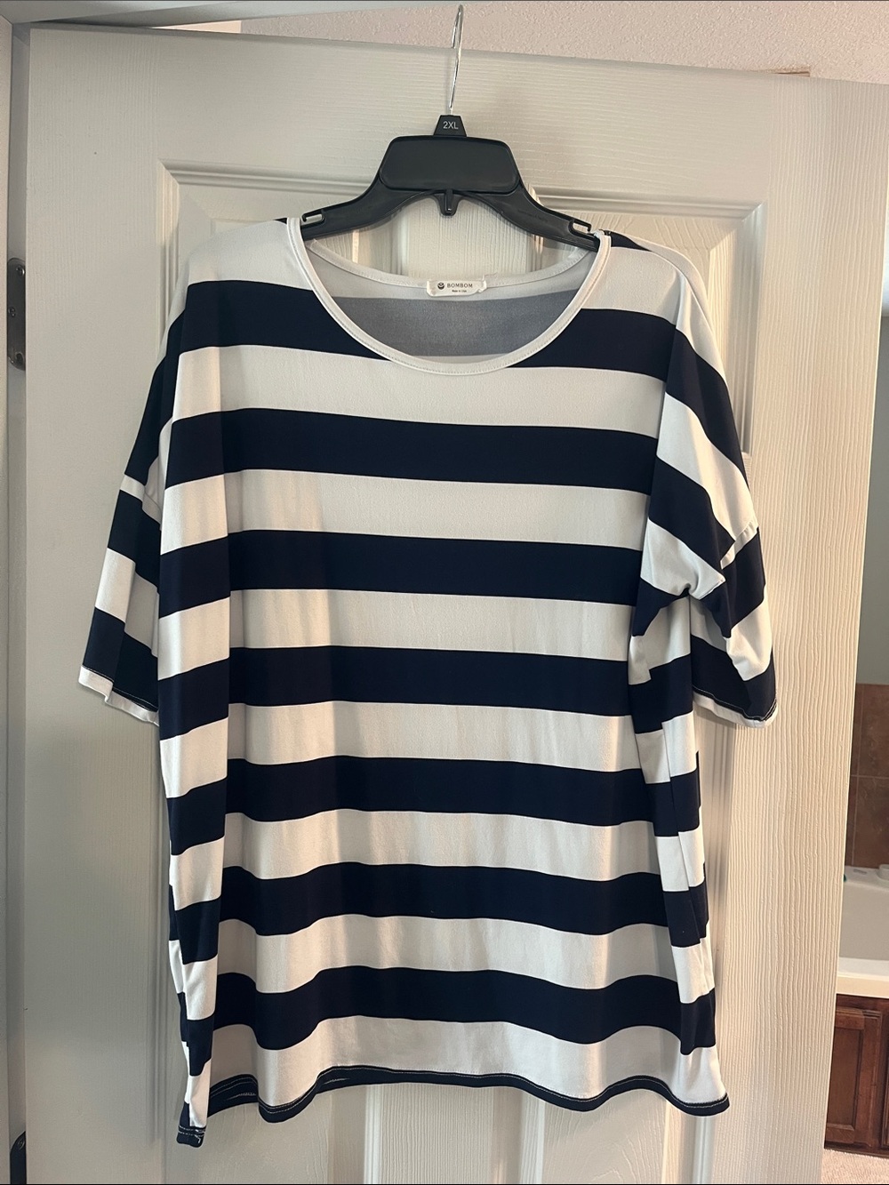 Striped Short Sleeve Tee in Navy and White by Sonoma